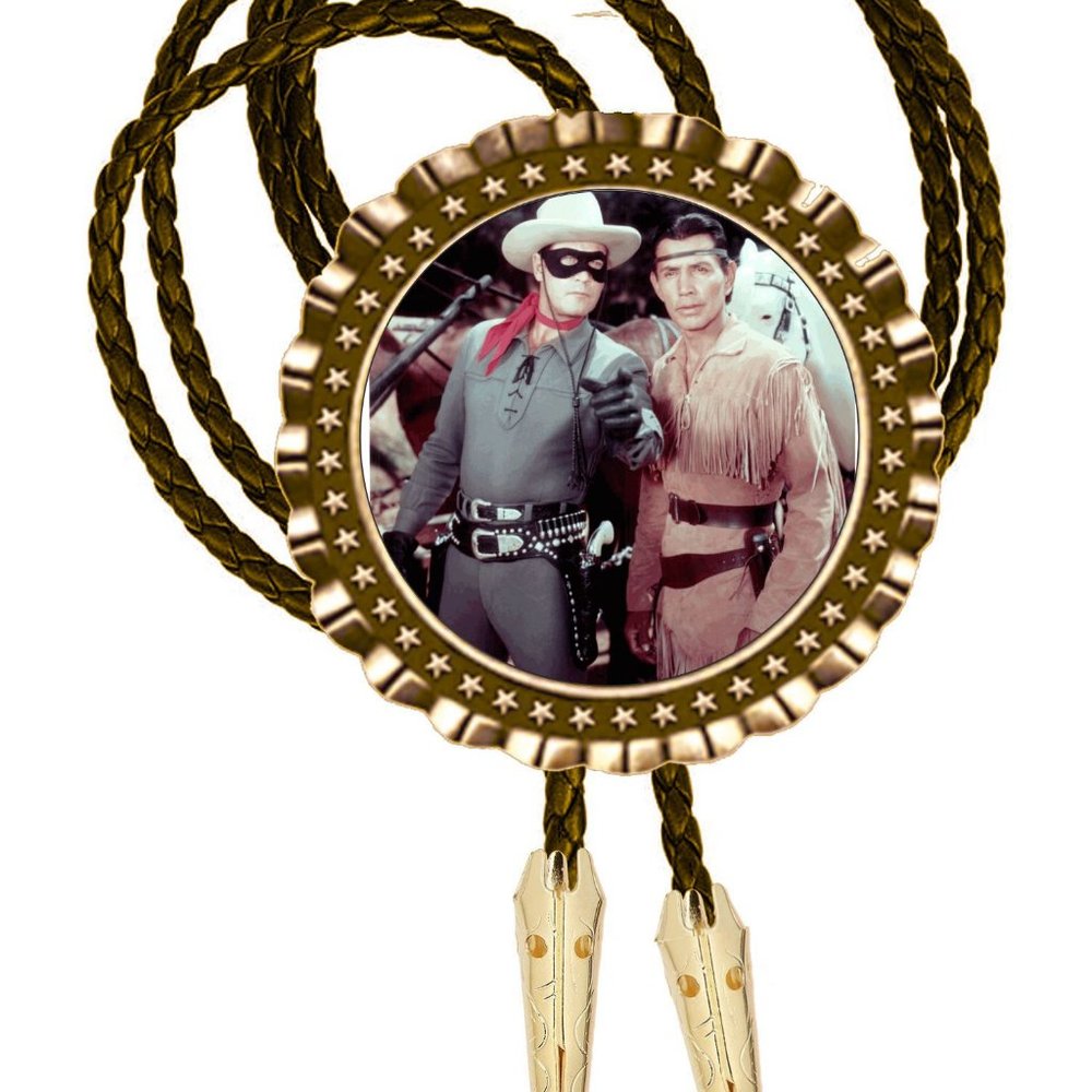 Lone Ranger and tonto Bolo Tie All Metal Necktie Photo Art Hand Made New All Bra